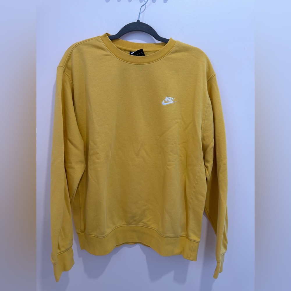 Nike Mustard Yellow Crewneck Sweatshirt with White Swoosh